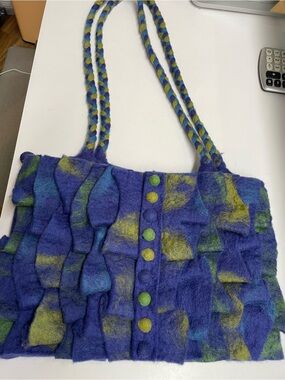 Rising Tide Felt Shoulder Bag in Blue and Green